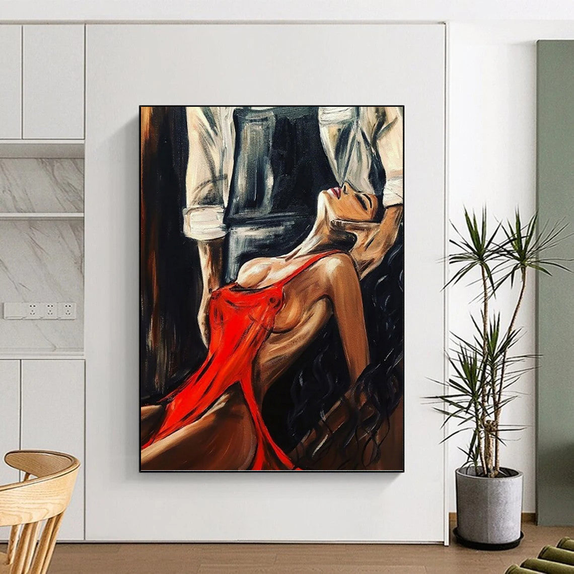 Immense Vertical Hand - Painted Custom Abstract Treasure (with Quilted Textures) for Bar and Hotel DKH1611