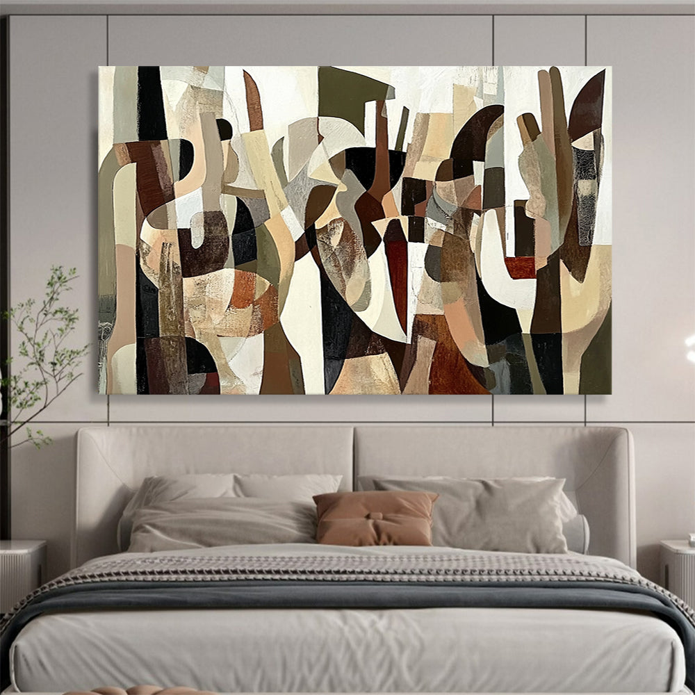 “Neutral - Toned Abstract Shapes” - Minimalist Abstract Painting On Canvas HB0523