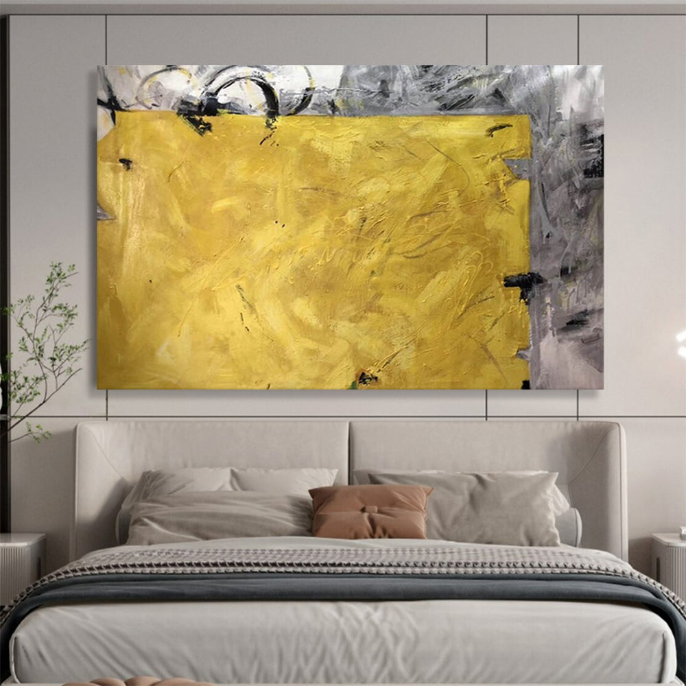 Bold Yellow and Grey Abstract: A Statement of Artistic Confidence DLZ153