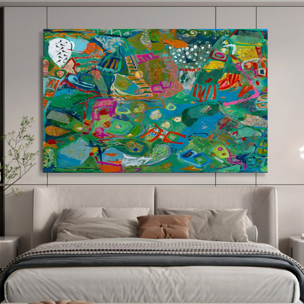 Colorful Abstract Landscape - Vibrant Living Room or Office Art DLZ235