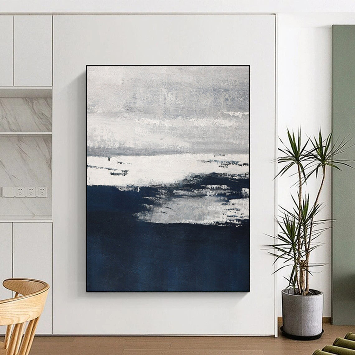 Super - Sized Vertical Hand - Painted Textured Custom Abstract Ballad, for Hotel and Dining Room DKH1540