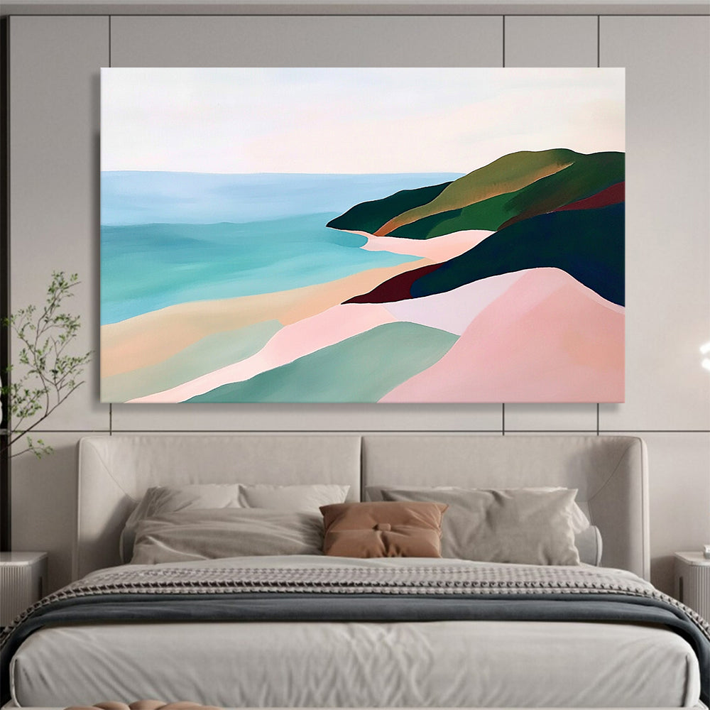 “Pastel Coastal Cliffs” - Pinks, Greens, Blues, Coastal Cliffs - Abstract Acrylic Painting HB1590