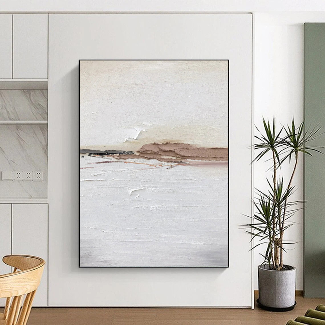 Custom Vertical Hand - Painted Textured Abstract Painting for Bedroom and Hallway DKH1678