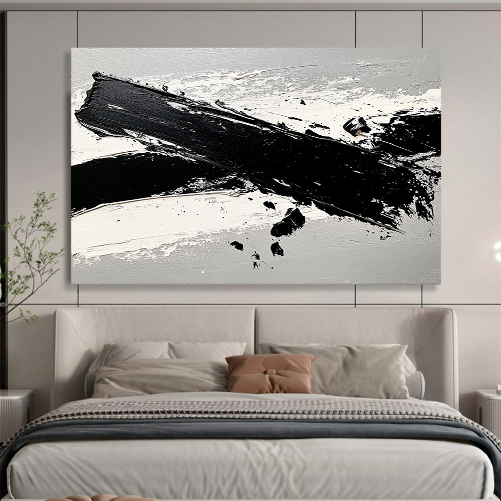 “Expressive Black & White Strokes” - Blacks, Whites, Grays, Abstract Brushstrokes - Acrylic Painting HB1621