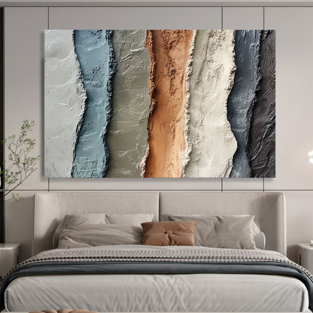 “Multi - colored Textured Vertical Strips” - Abstract Textural Painting On Canvas HB0507