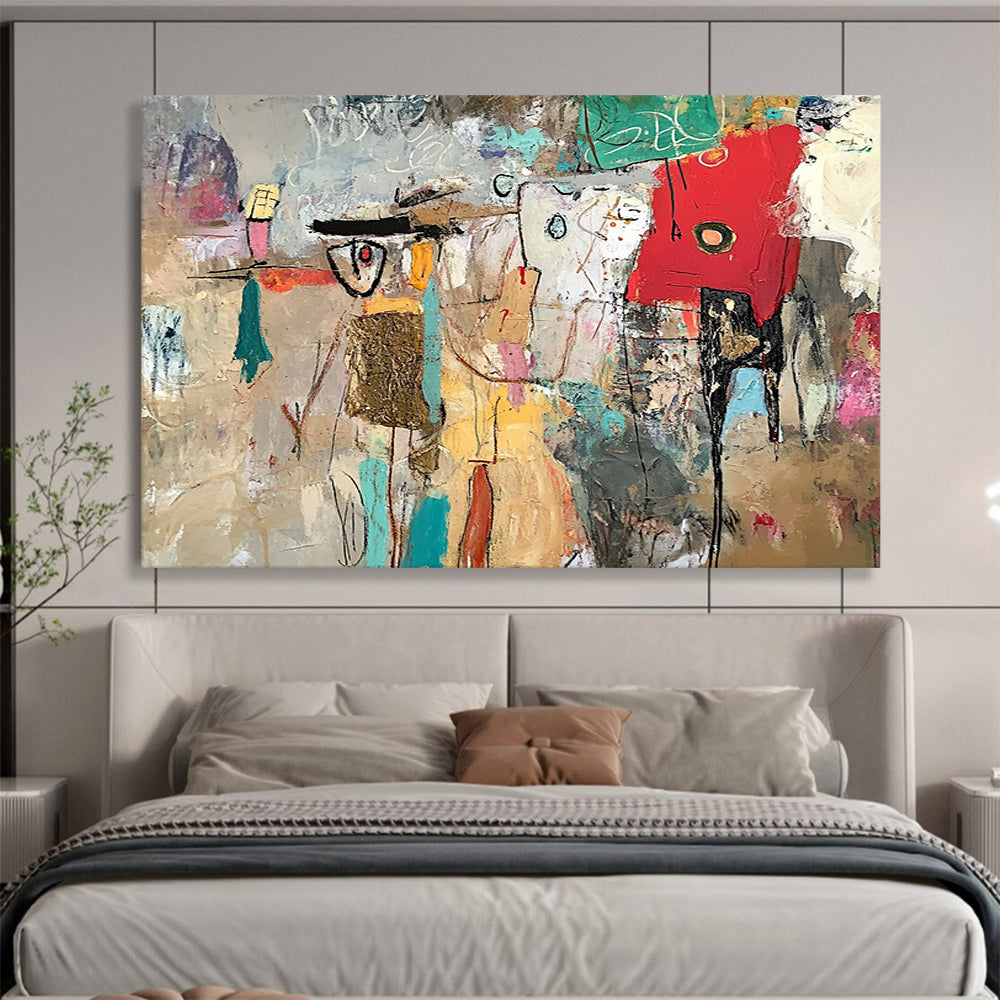 Abstract Figure Collage in Earth Tones – Mixed - Media Abstract Human - Form Painting HB1475