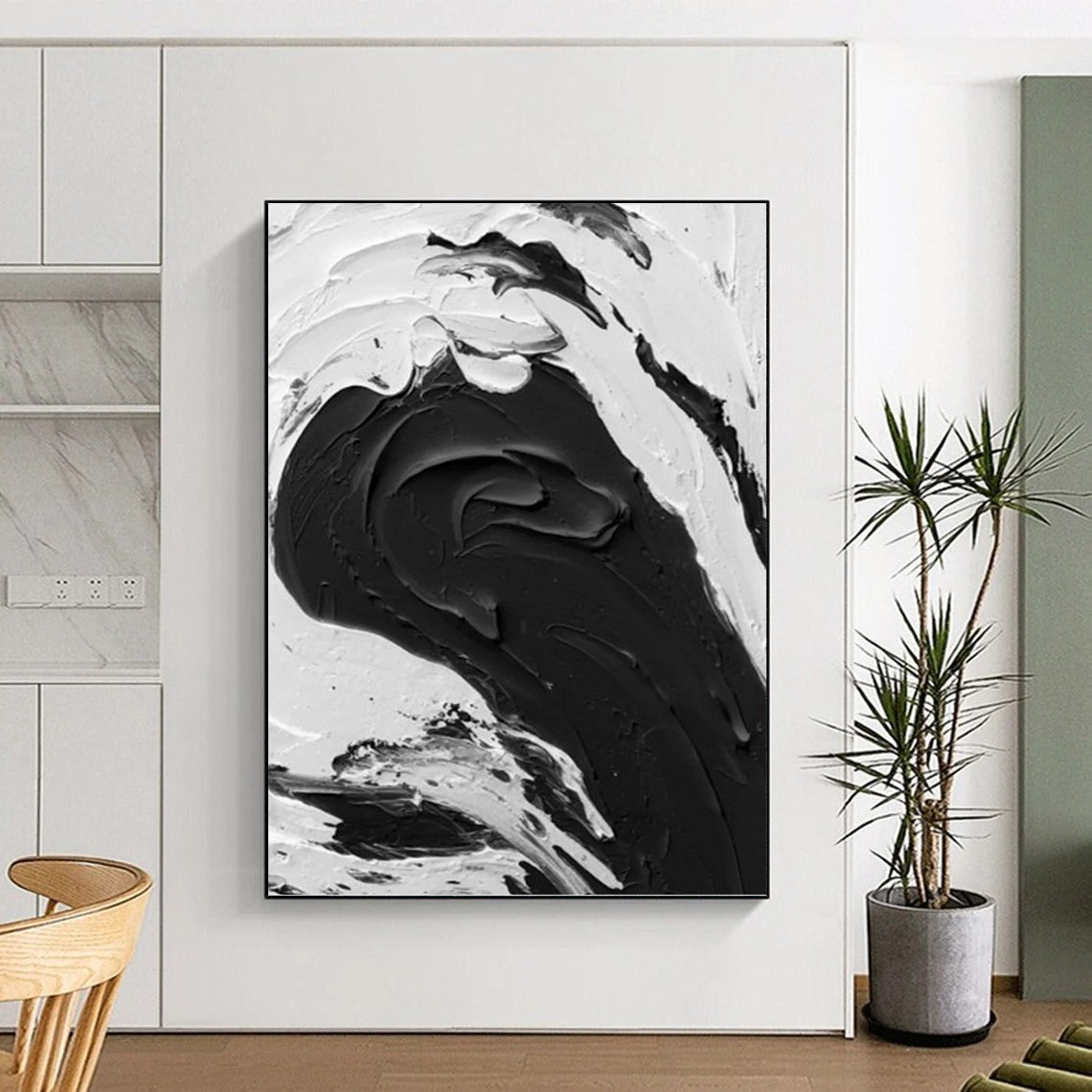 Vertical Hand - Painted Large Abstract Custom Work for Dining Room and Office DKH1679