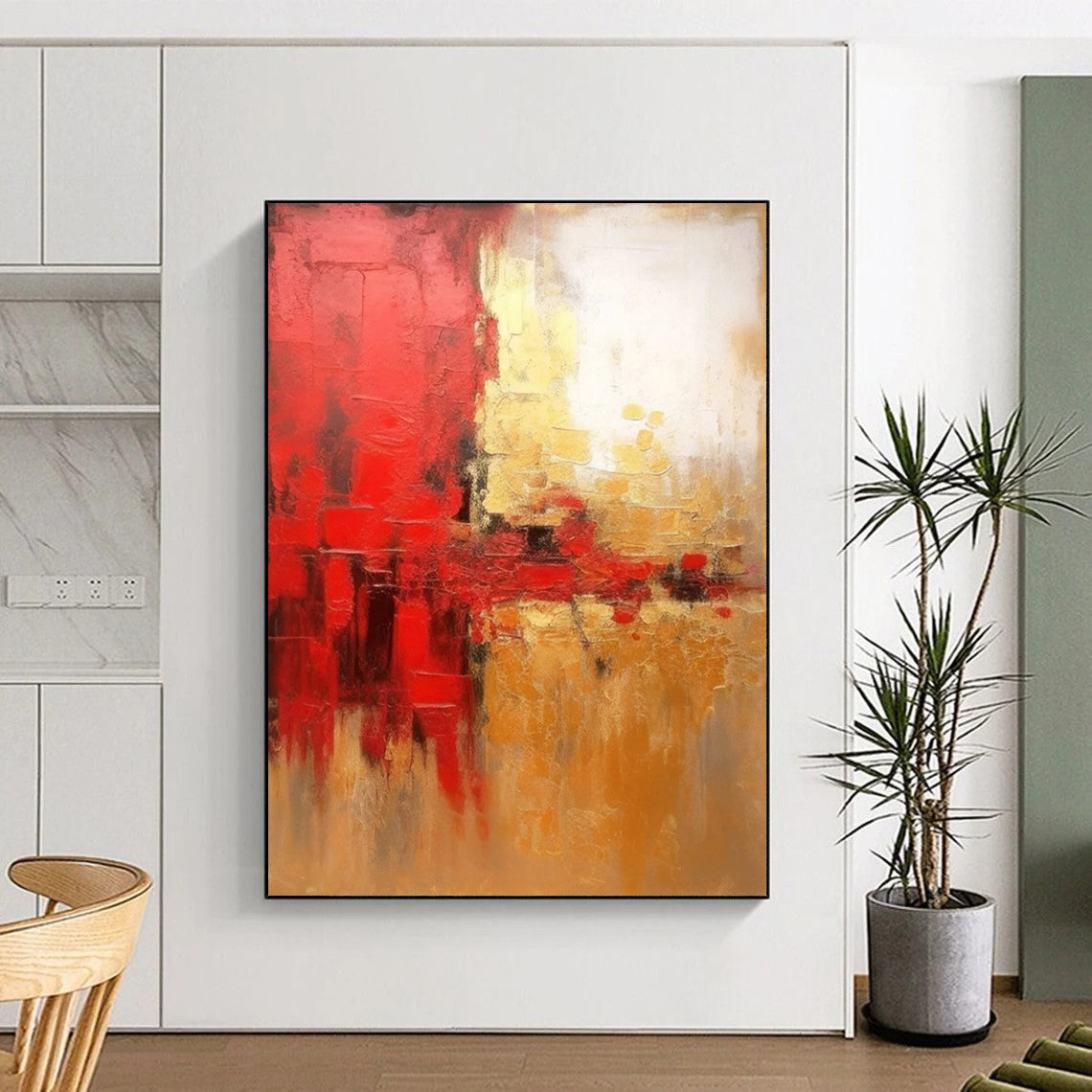 Jumbo - Scale Hand - Painted Textured Custom Abstract Canvas for Office and Entryway DTP069