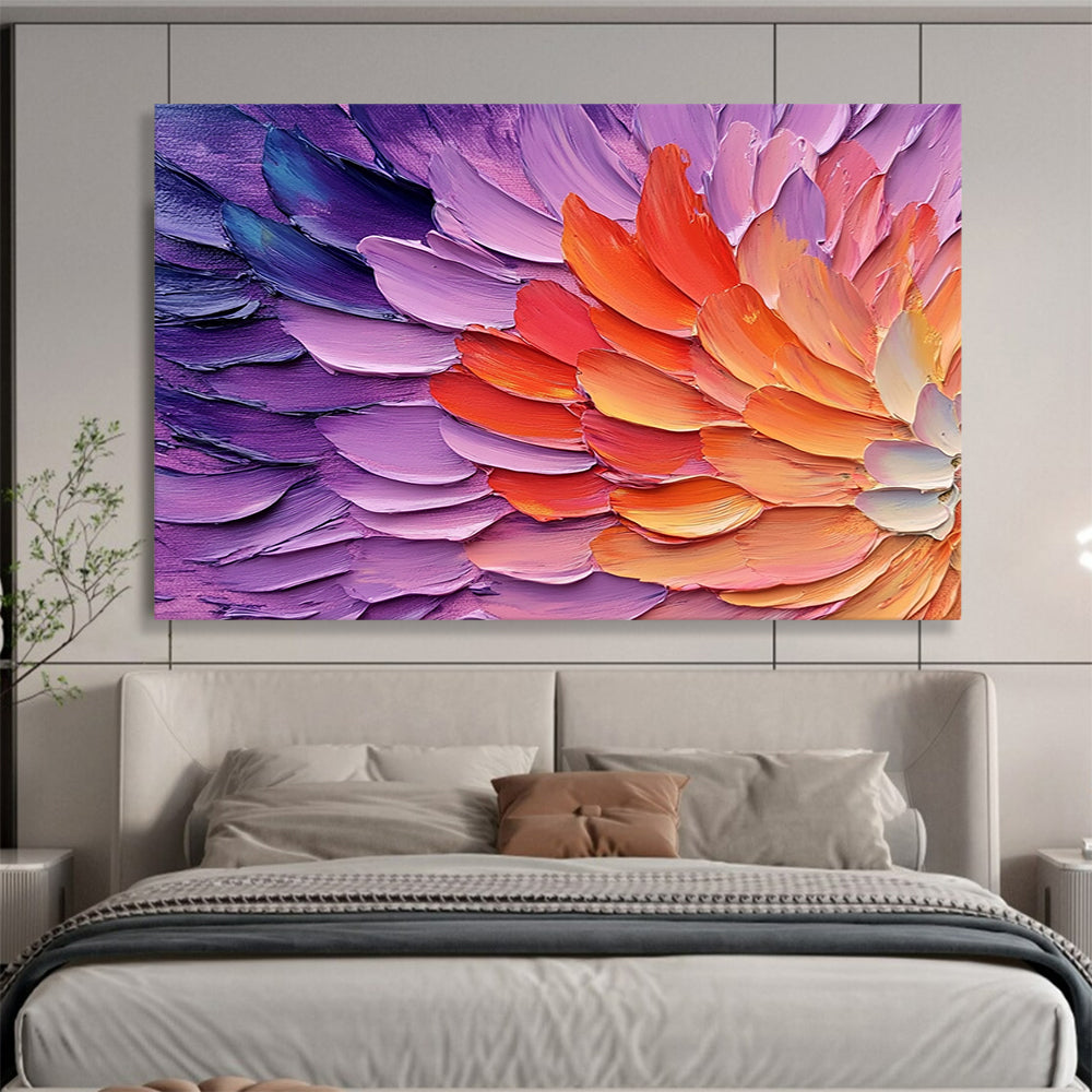 “Impasto Flower Petals” - Purple, Pink, Orange - Textured Floral Impasto - Acrylic Painting HB1326