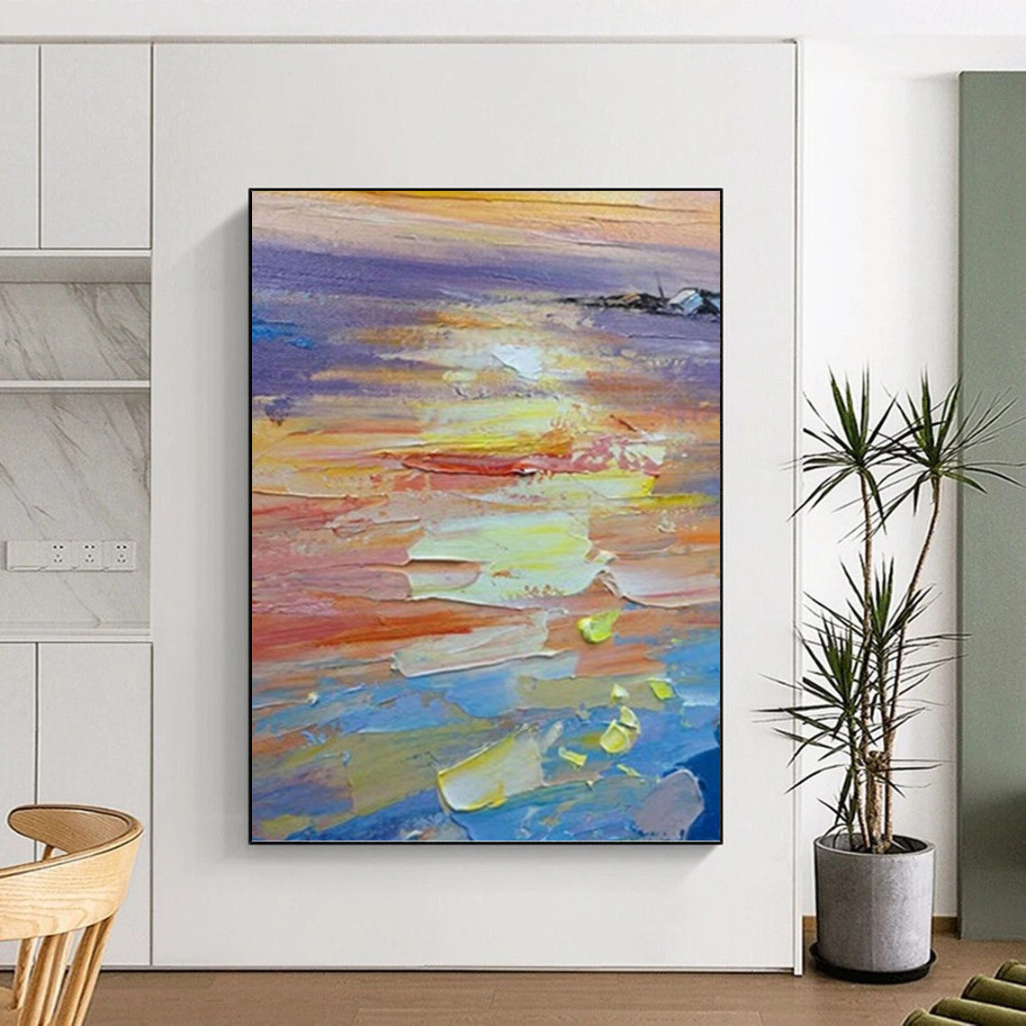 Oversized Hand - Rendered Custom Textured Canvas Abstract for Living Room & Bedroom DKH1040