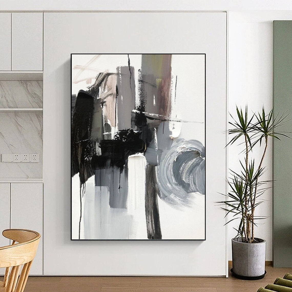Dramatic Hand - Painted Textured Abstract Canvas for Hallway & Bar DKH1271