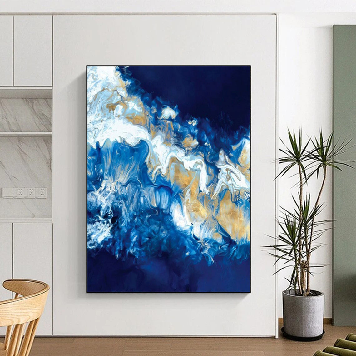 Vertical Hand - Painted Large Abstract Custom Work for Bedroom and Dining Room DKH1650