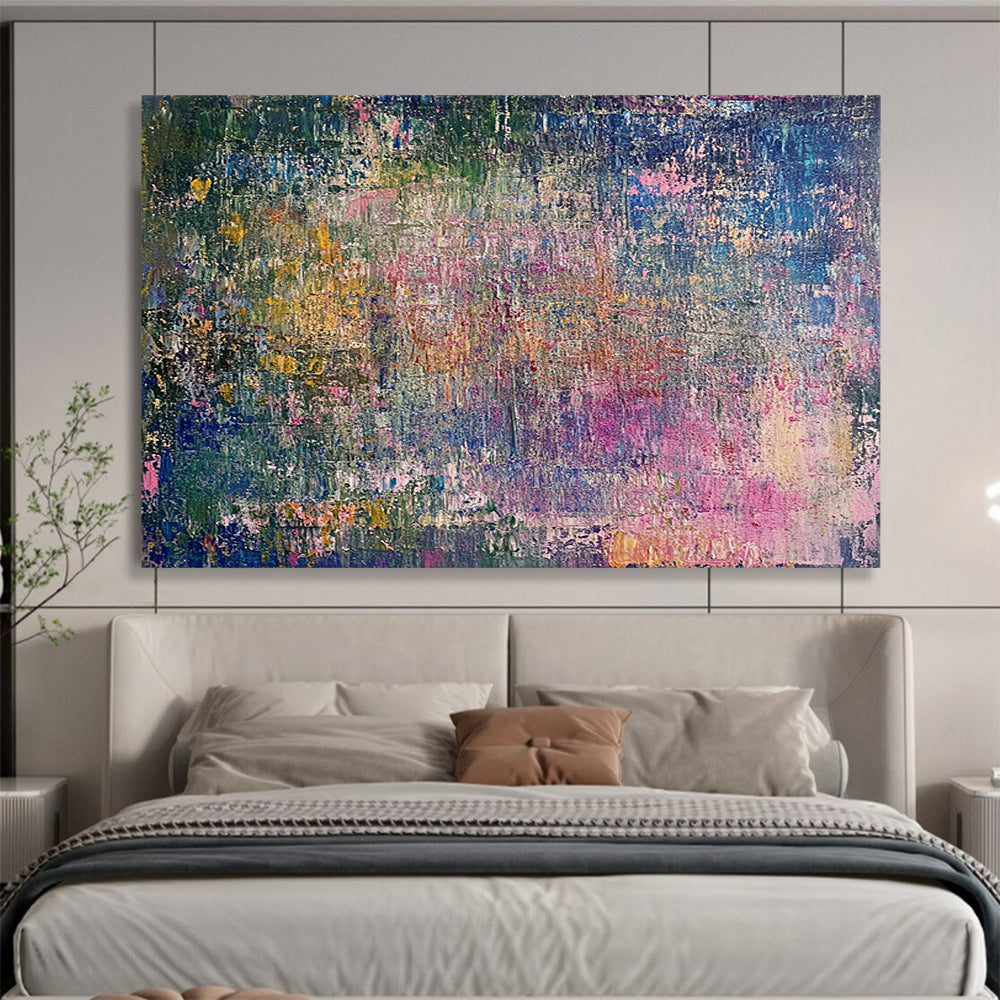 “Textured Color Mosaic” - Rich greens, pinks, blues, Textural Abstract Painting On Canvas HB0574