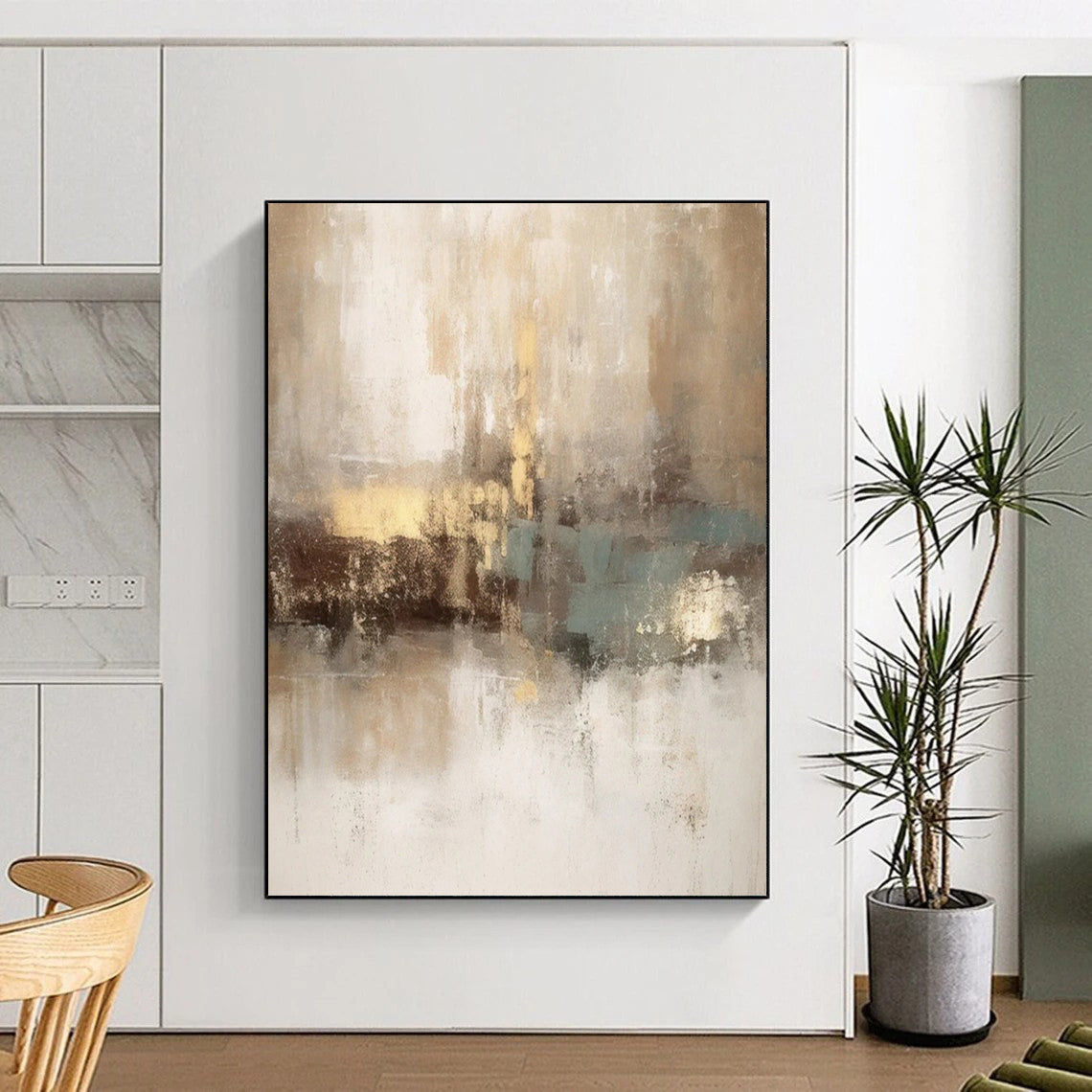 Monumental - Sized Hand - Painted Custom Abstract Work for Hallway and Dining Room DTP068