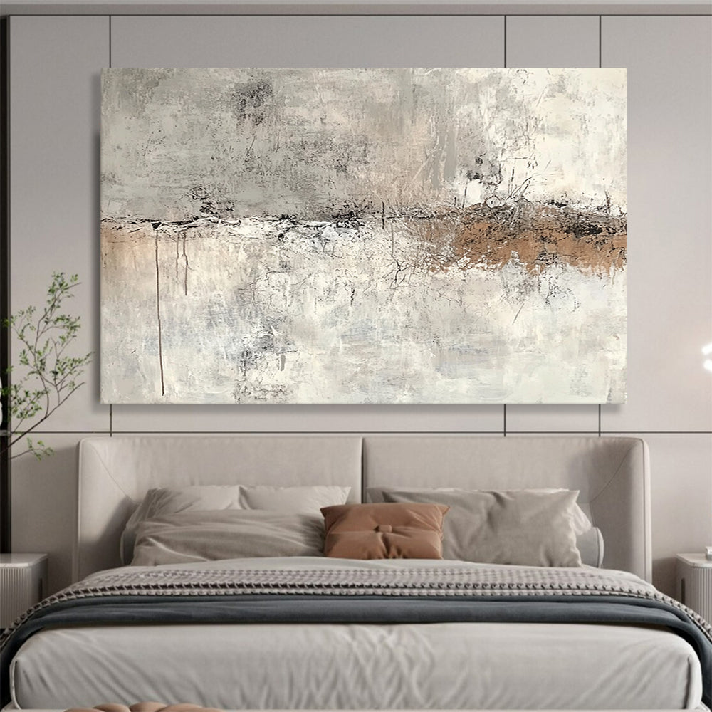 “Neutral Abstract Layers” - Gray, Beige, Abstract Minimalist Painting On Canvas HB1108