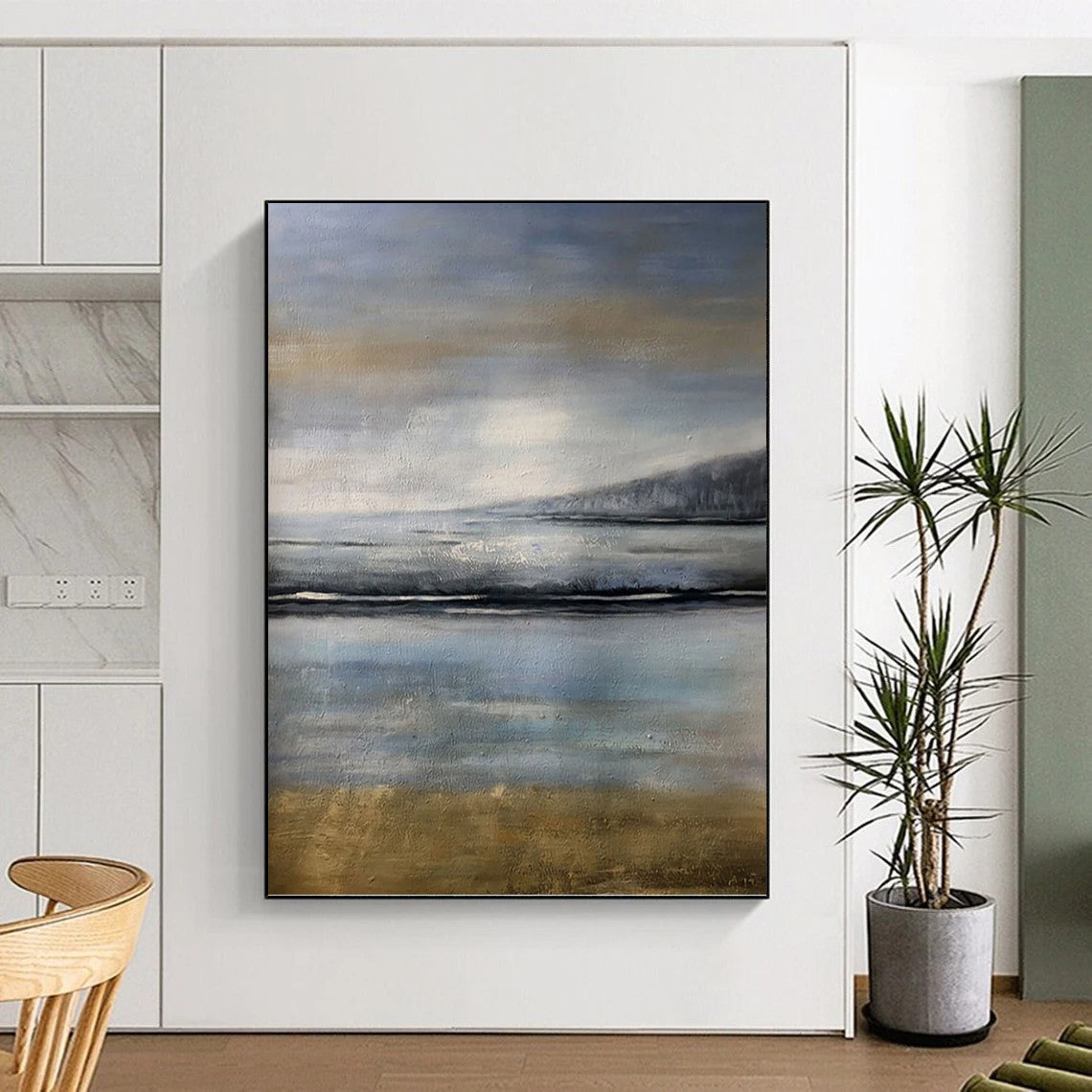 Tall - Stretch Vertical Hand - Painted Textured Custom Abstract Hymn for Hotel and Bedroom DKH1576
