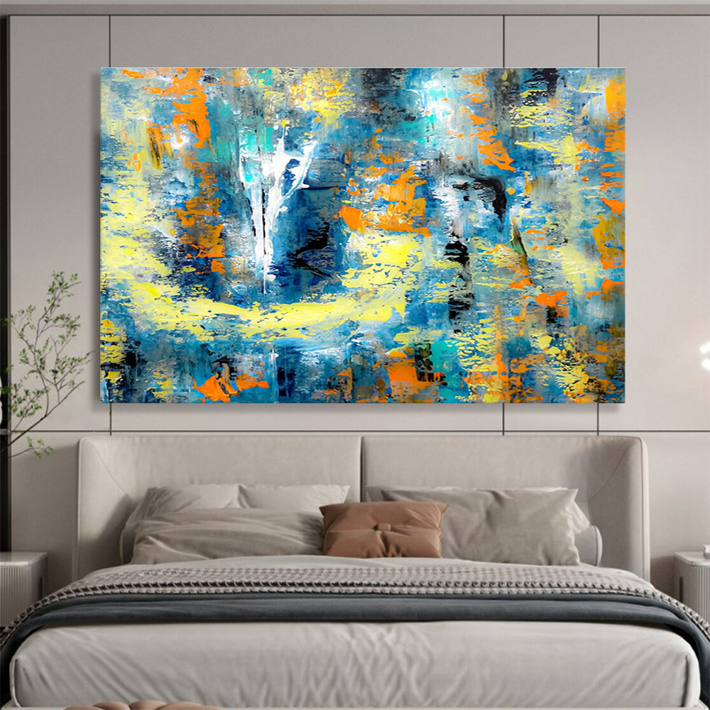Dramatic Large Abstract Canvas with Intense Textured Impacts for Dining Room & Entryway DKH924