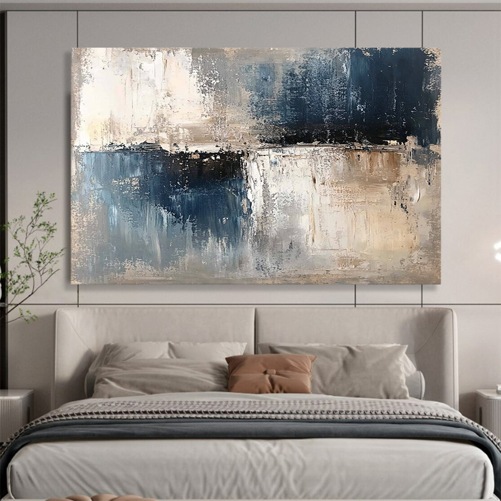 “Neutral Abstract Textures” - Gray, Blue, Beige, Textured Abstract Painting On Canvas HB0994