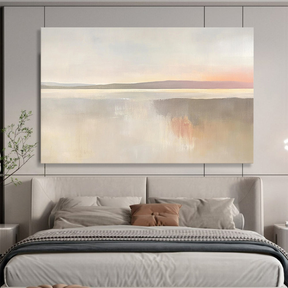 “Soft Pastel Coastal Sunset” - Pastel Palette, Coastal Reflection, Minimalist Landscape Painting On Canvas HB0899