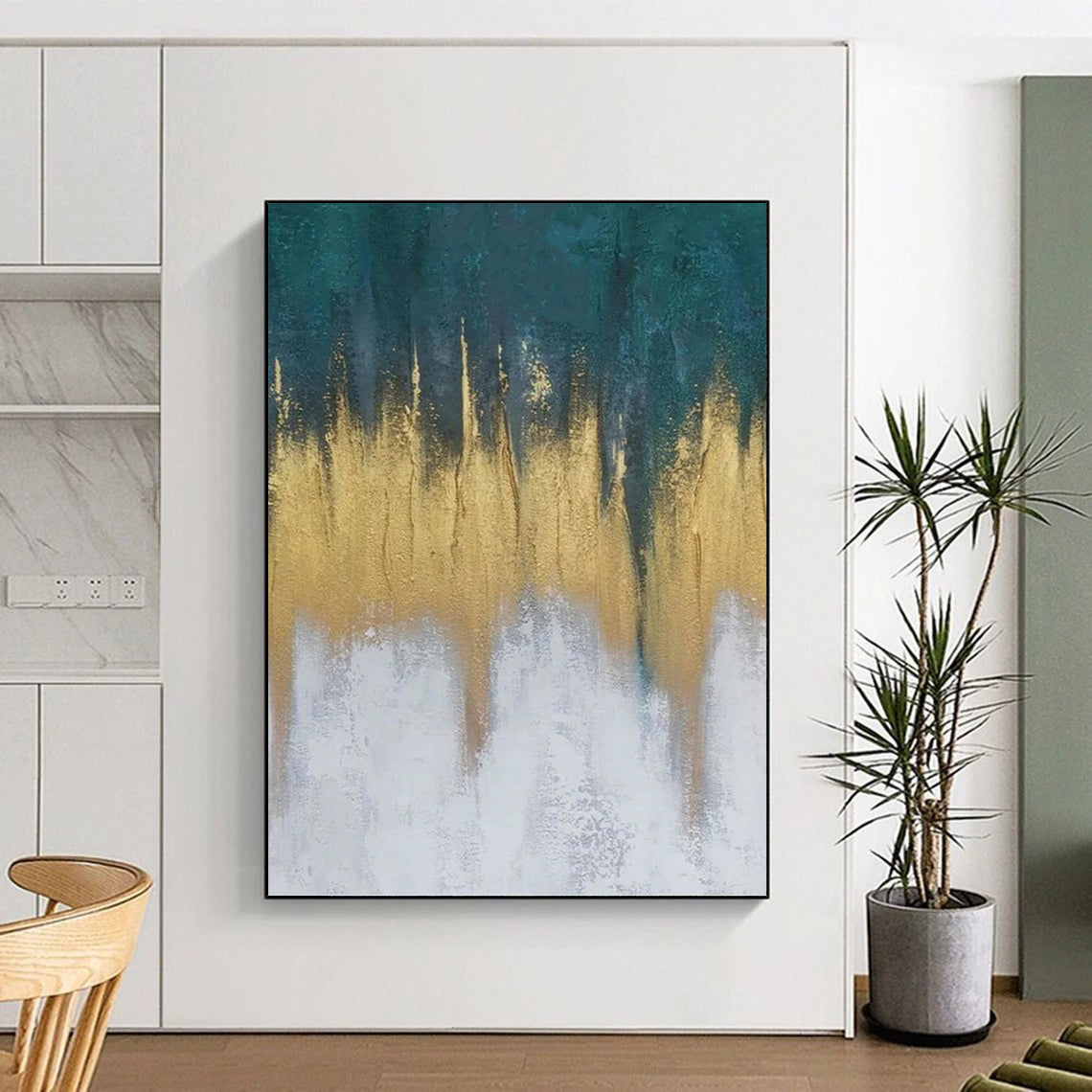Breathtakingly Grand Hand - Painted Textured Abstract for Bedroom & Living Room DKH1235