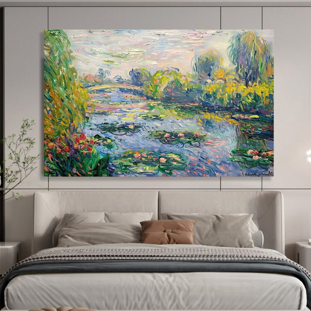 Monet - Style Water Lily Pond - Impressionist Living Room or Dining Room Art DLZ197