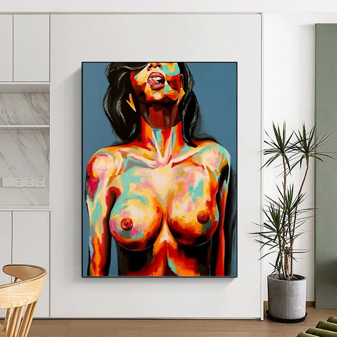 Custom Vertical Hand - Painted Abstract Art for Entryway and Hallway DKH1629