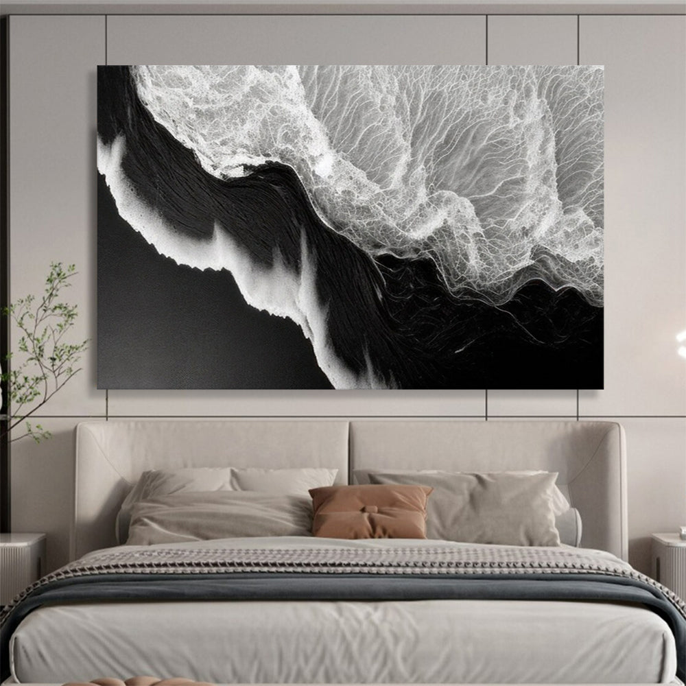 Black & White Wave Textures - Dramatic Bathroom Art DLZ075