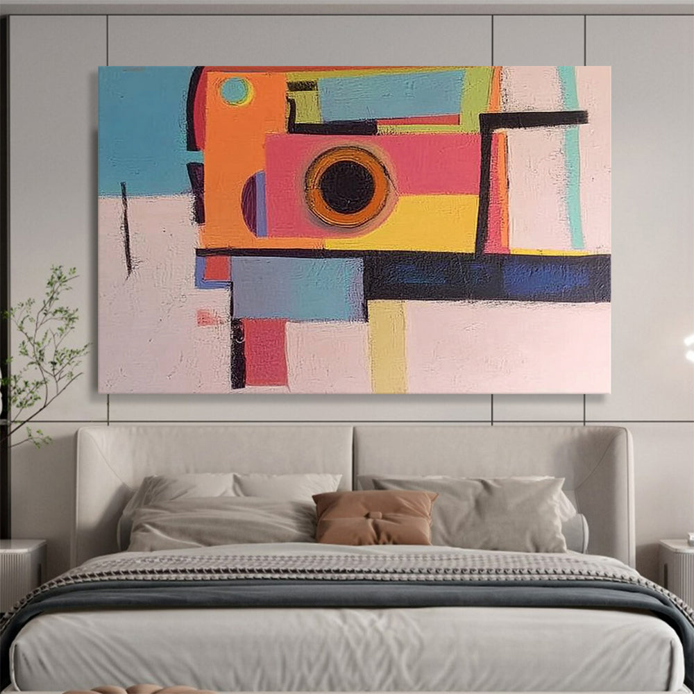 Colorful Geometric Abstract "Playful Prism" Painting On Canvas HB0411