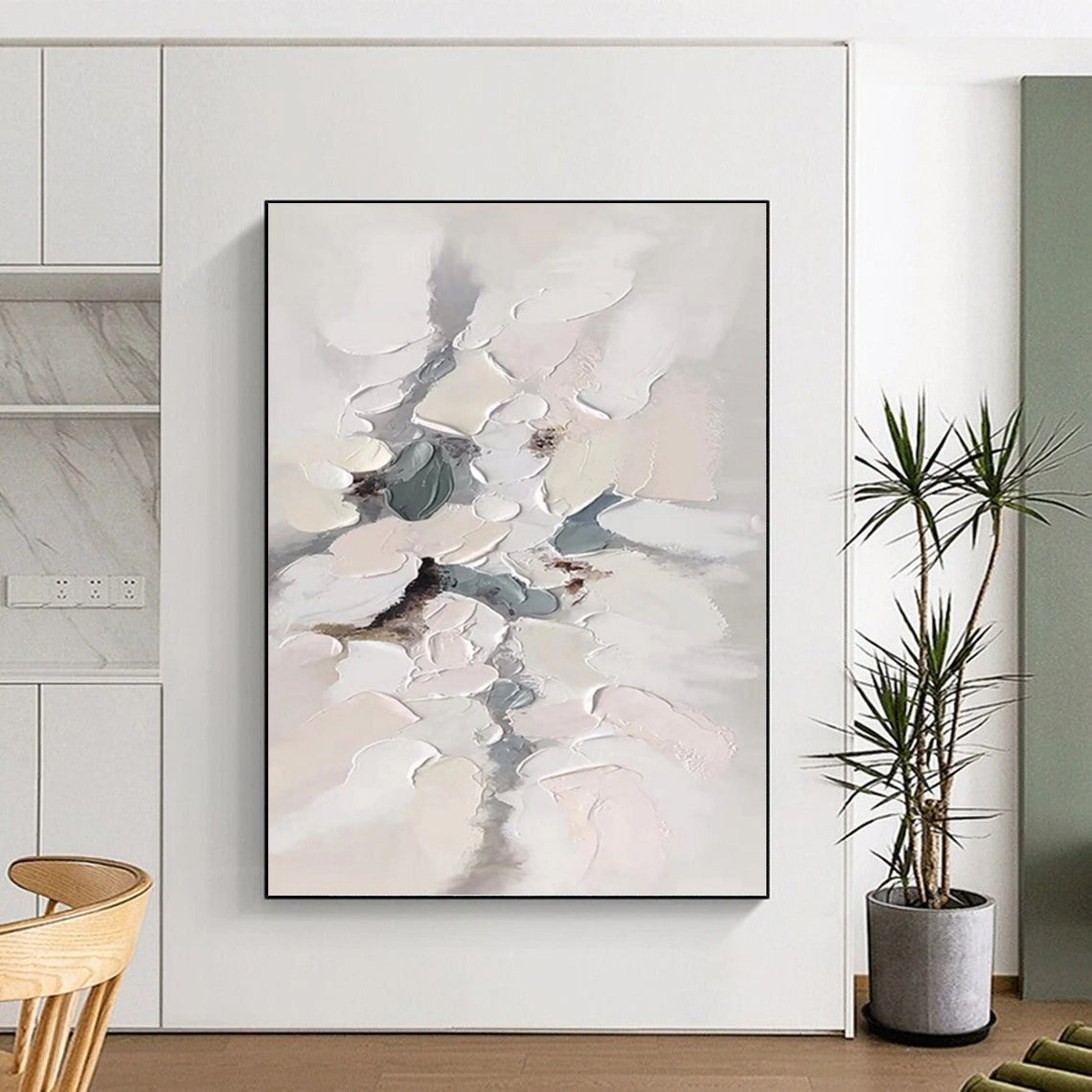 Designer - Curated Splendor: Hand - Rendered Textured Canvas Art for Hotel Lobby & Living Room DKH1174
