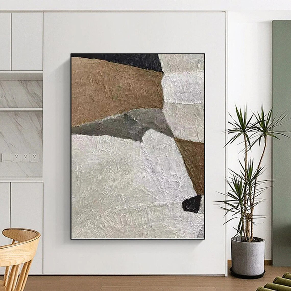 Designer - Driven Beauty: Hand - Crafted Textured Canvas Painting for Dining Room & Hallway DKH1140