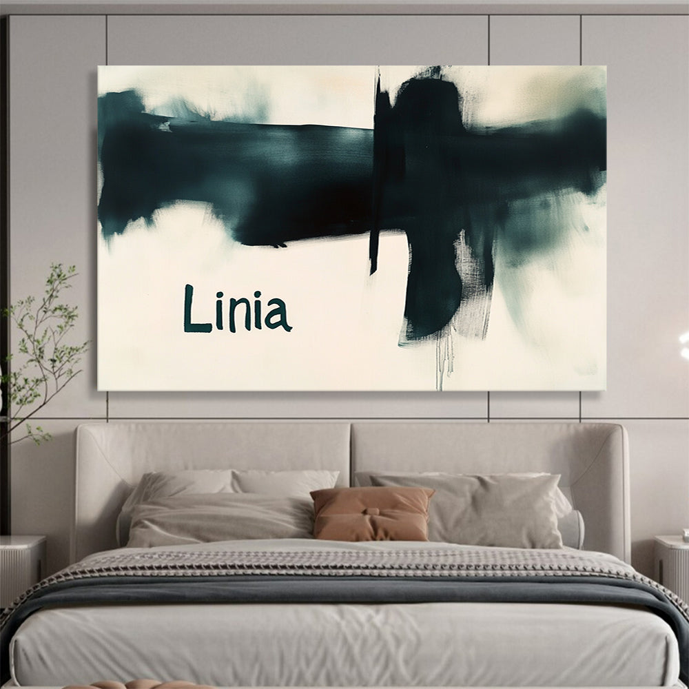 “Black Abstract ‘Linia’” - Black, white, Minimalist Abstract Painting HB0632