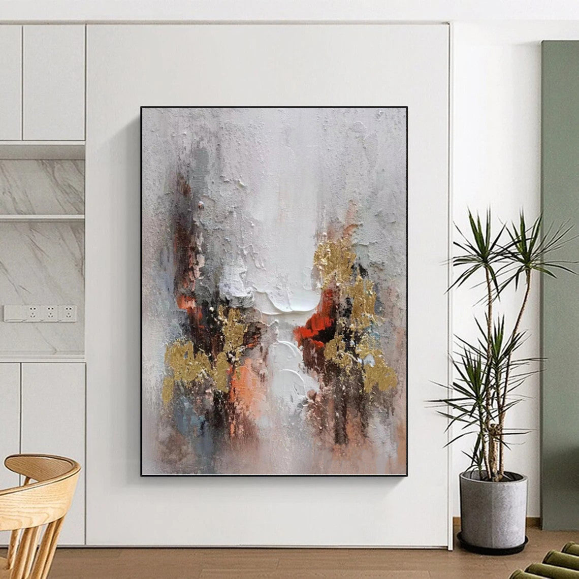 Designer - Driven Style: Hand - Crafted Textured Canvas Painting for Dining Room & Hallway DKH1168