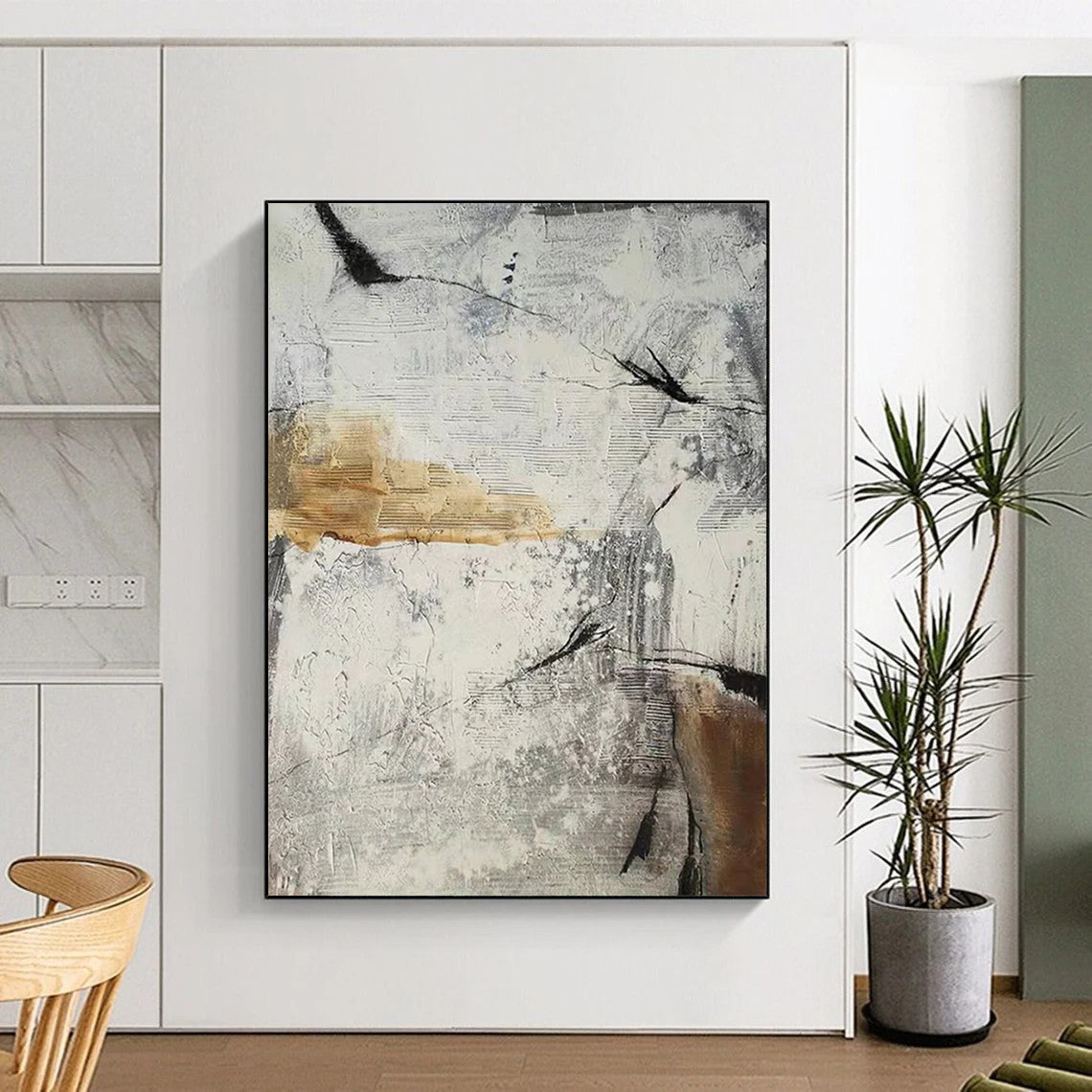 Custom Hand-Painted Abstract Masterpieces for Hotel & Entryway DTP338