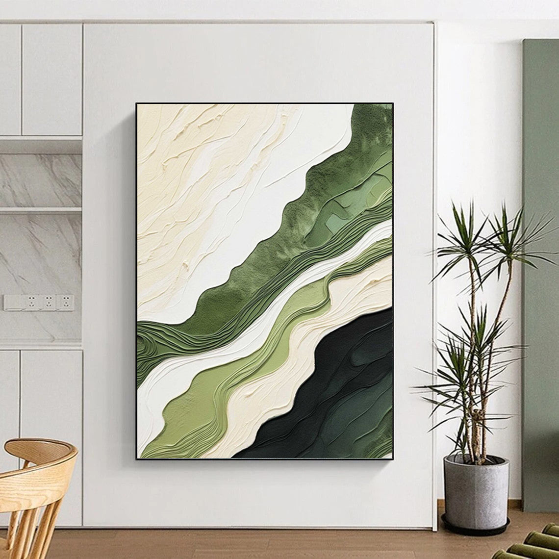 Colossal - Sized Hand - Painted Custom Abstract Painting (with Expressive Textures), for Living Room and Entryway DKH1486
