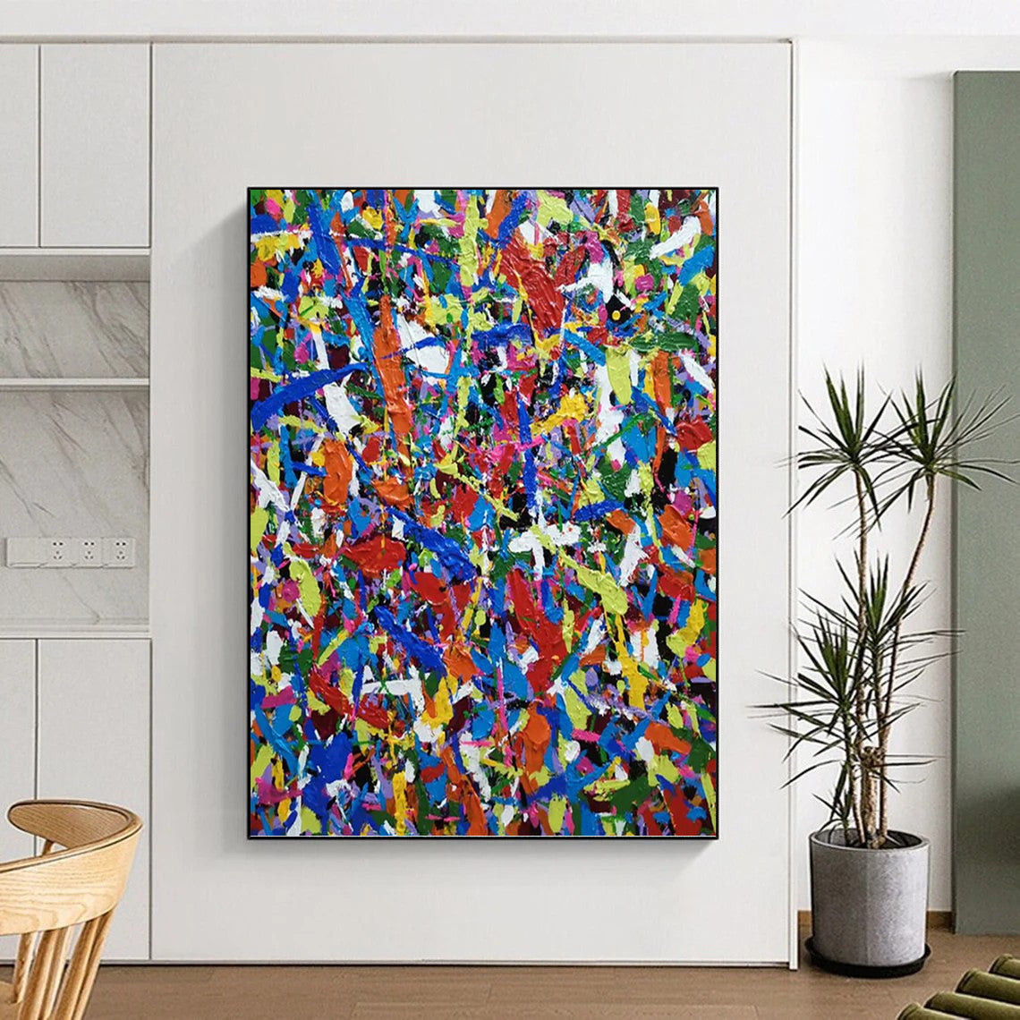 Extended - Proportioned Vertical Hand - Painted Textured Custom Abstract Epic for Office and Bar DKH1566