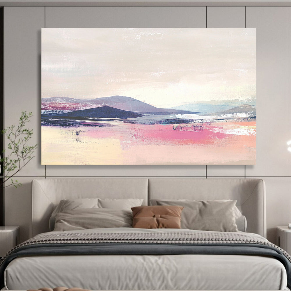 “Pastel Mountainscape” - Pink, Purple, Blue, Softly Painted Hills and Sky Painting On Canvas HB0940