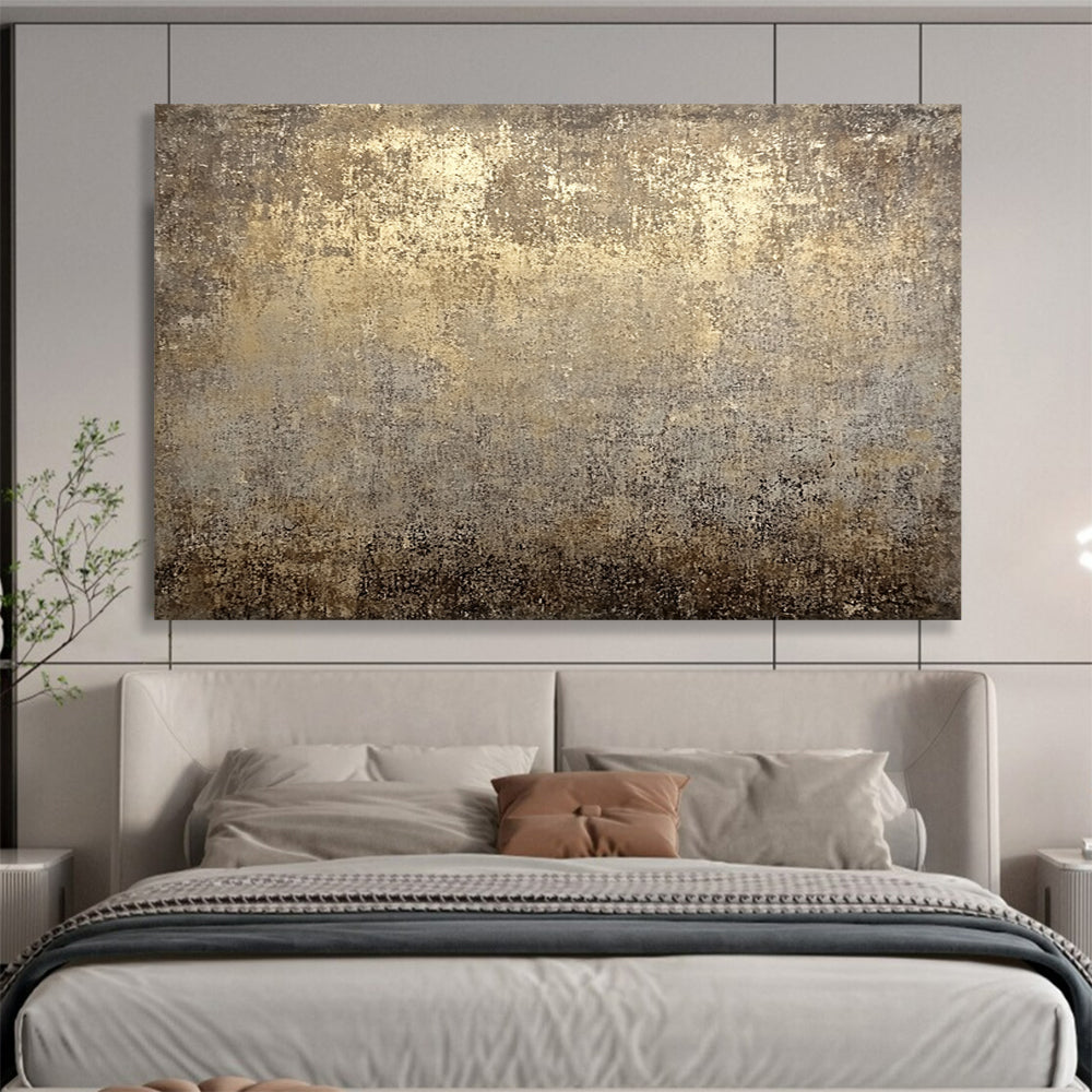 “Vintage Gold - Gray Textured Background” - Gold, Gray, Textured Abstract Painting On Canvas HB0776