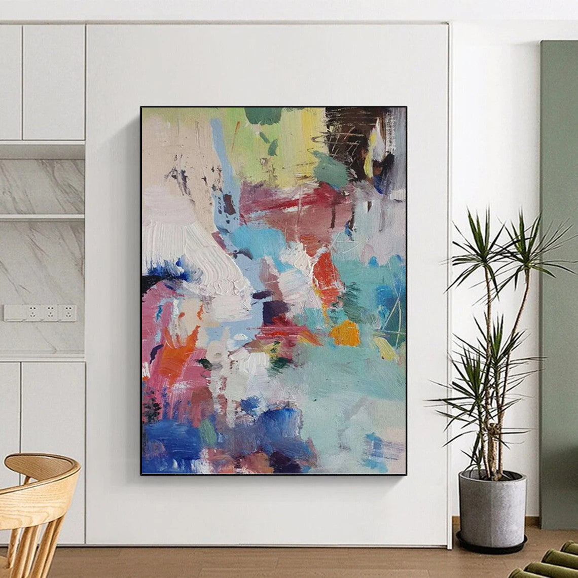 Monumental Vertical Hand - Painted Custom Abstract Marvel (with Galactic Textures) for Office and Hallway DKH1579