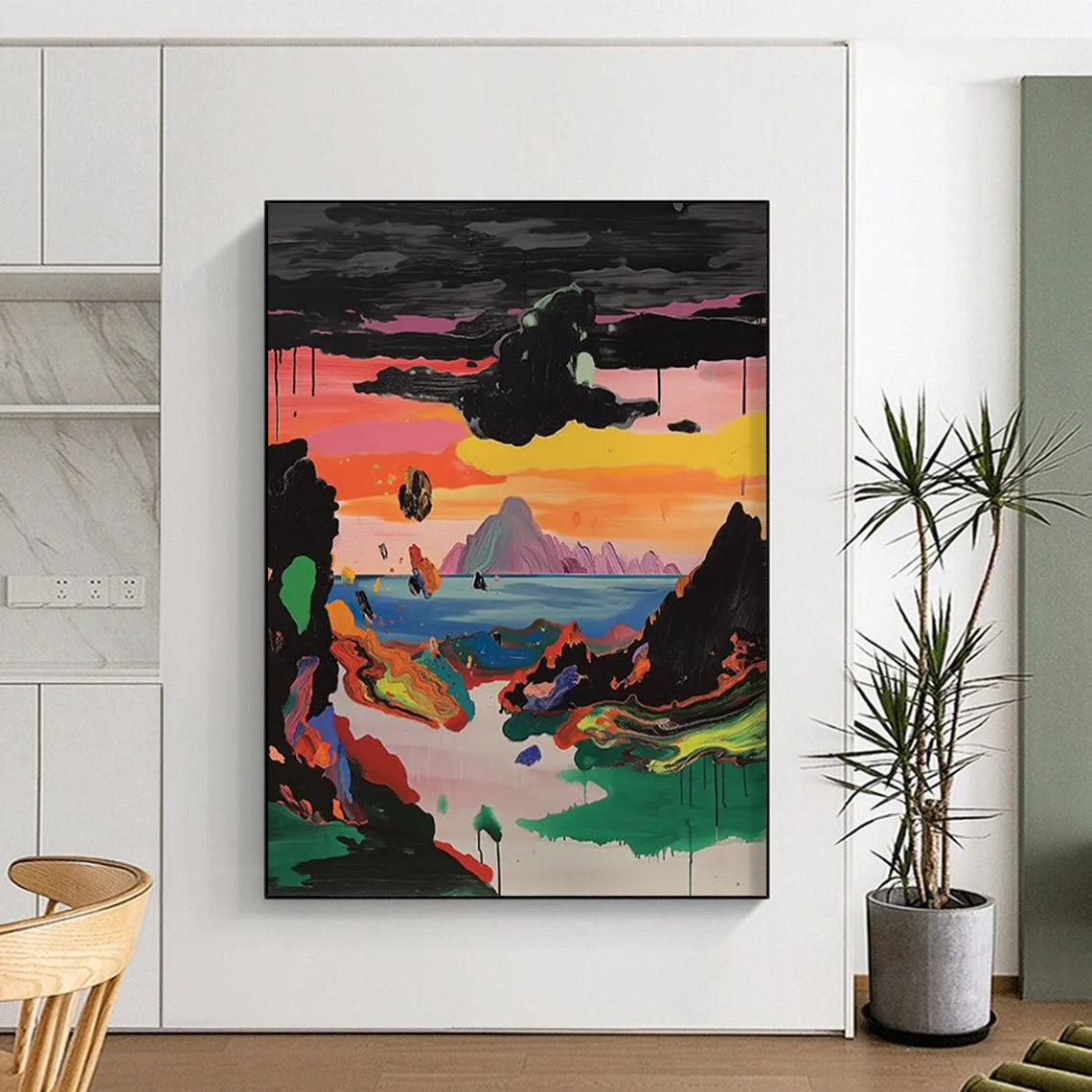 Azure Odyssey: Jumbo - Sized Hand - Painted Custom Abstract Painting for Office and Bedroom DTP107