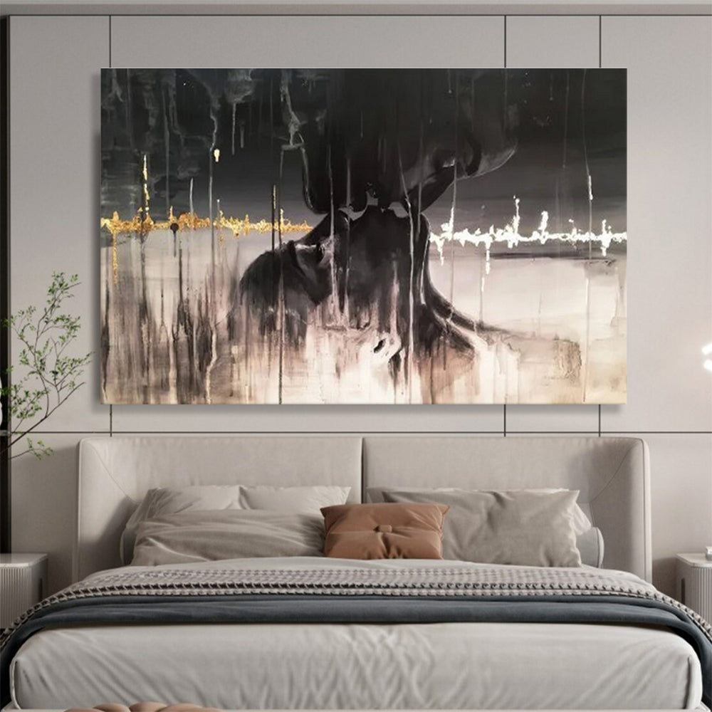 Captivating Large Abstract Artwork with Dynamic Texture for Bedroom & Dining Room DKH900