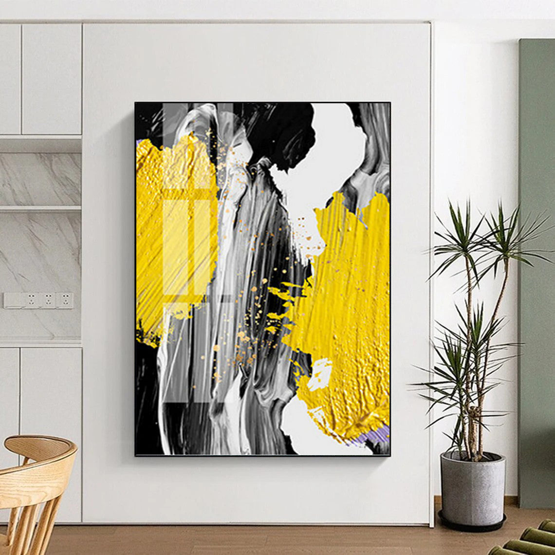 Vast - Expansive Vertical Hand - Painted Textured Custom Abstract Artifact, for Decorating Bedroom and Office DKH1526