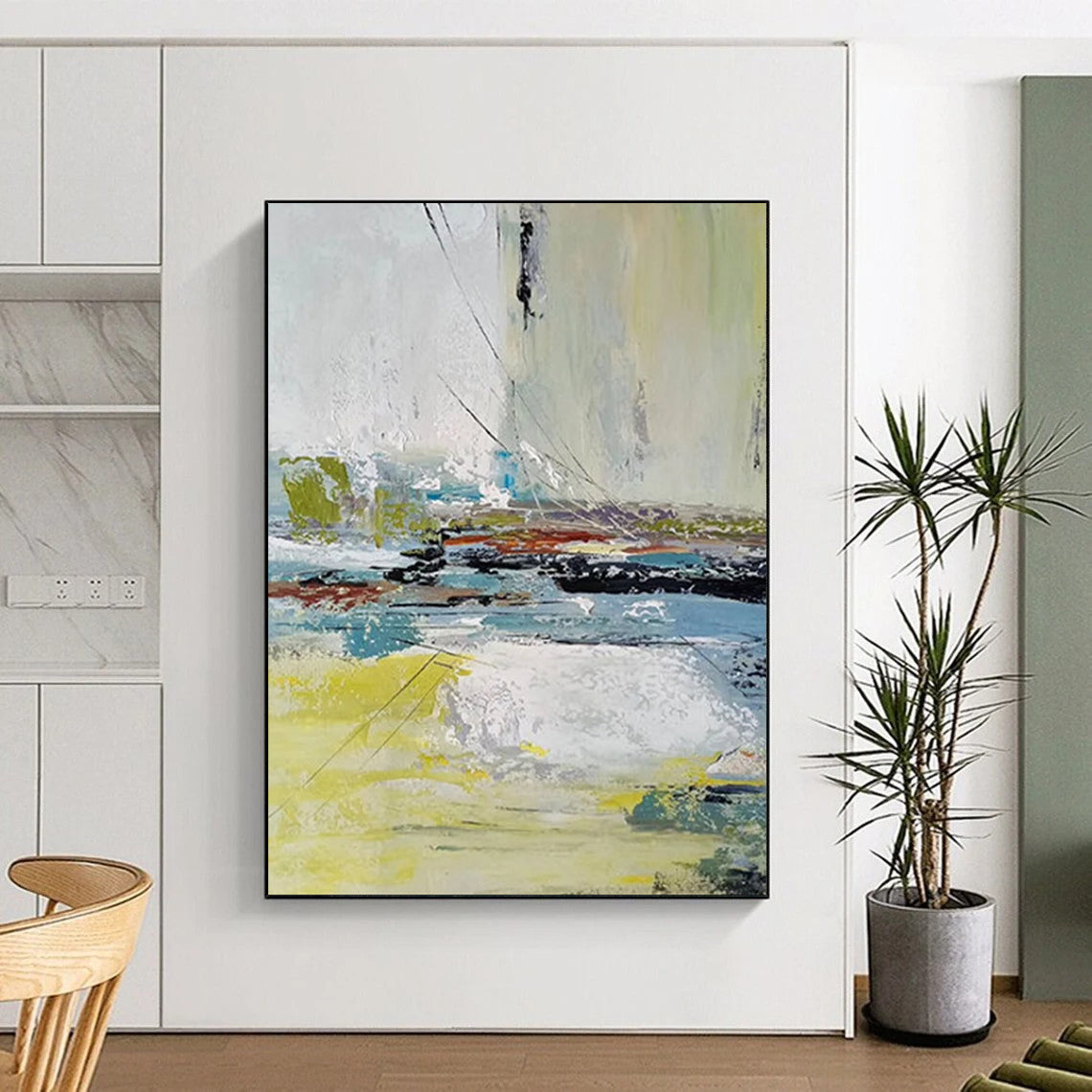 Jumbo - Sized Hand - Painted Custom Abstract Painting for Office and Bedroom DTP052