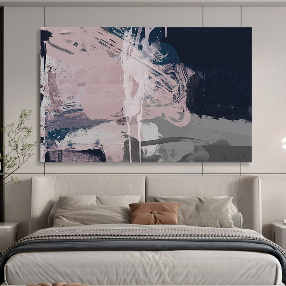 Pink - Grey Fusion Abstract: Creating a Serene Atmosphere in the Bedroom DLZ142