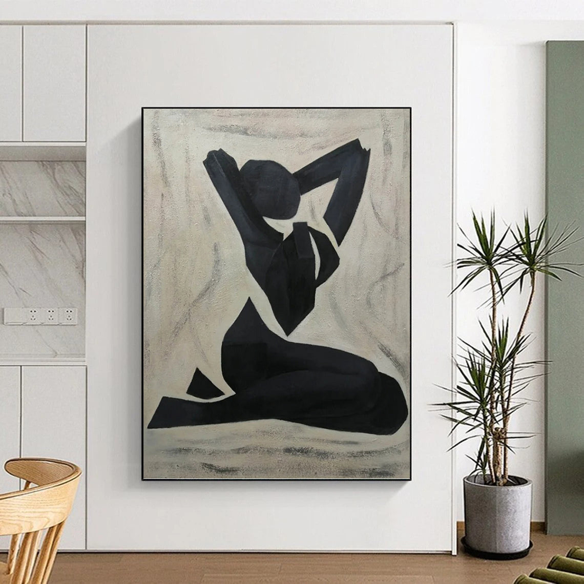 Grand Vertical Hand - Painted Custom Abstract Sonnet (with Captivating Textures) for Dining Room and Hotel DKH1565