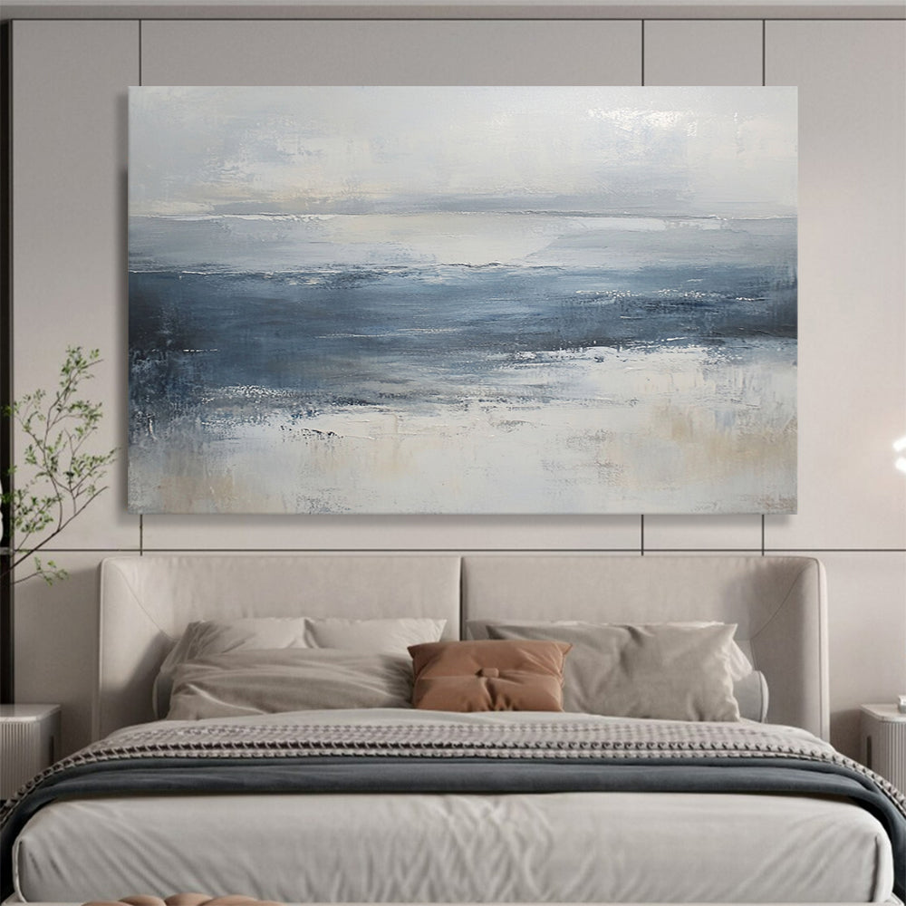 “Abstract Coastal Waves” - Blue, Gray, White - Abstract Coastal Scene - Acrylic Painting HB1304