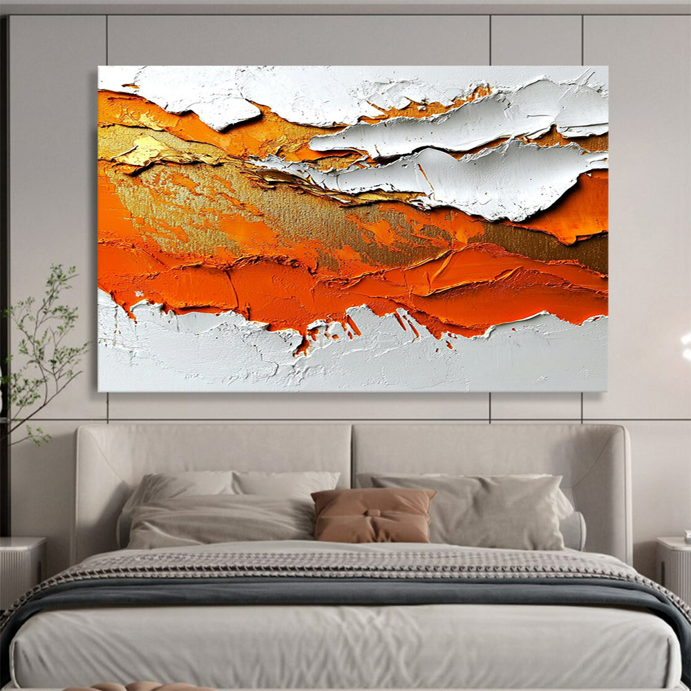 Orange and Gold Textured Terrain - Bold Impasto Abstract Painting On Canvas HB0432