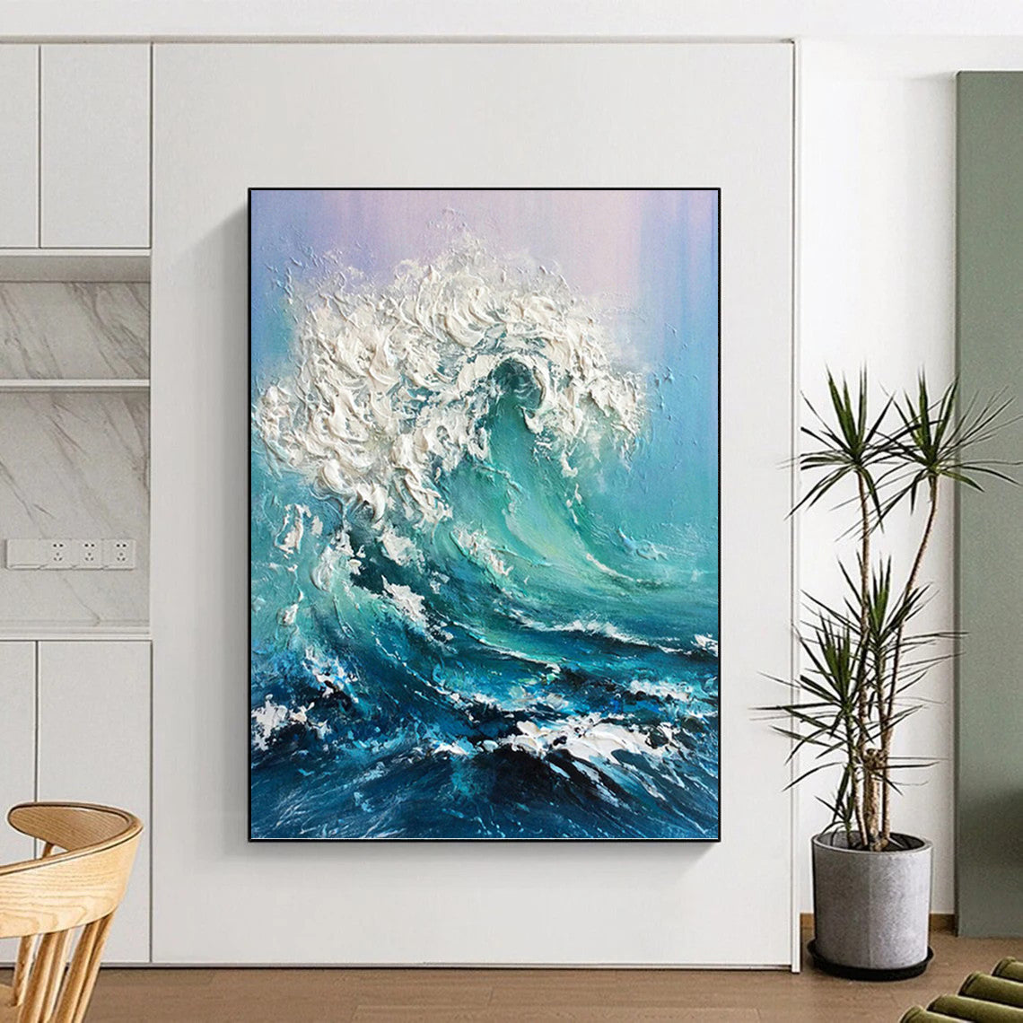 Large - Sized Hand - Painted Custom Abstract Painting (with Three - Dimensional Textures), Revitalizing Entryway and Living Room DKH1448