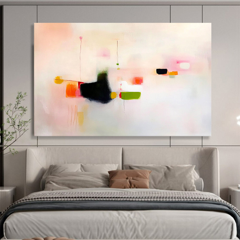 “Pastel Play” - Pink, Orange, Green, Delicate Shapes - Post - Impressionist - Inspired Acrylic Painting HB1542