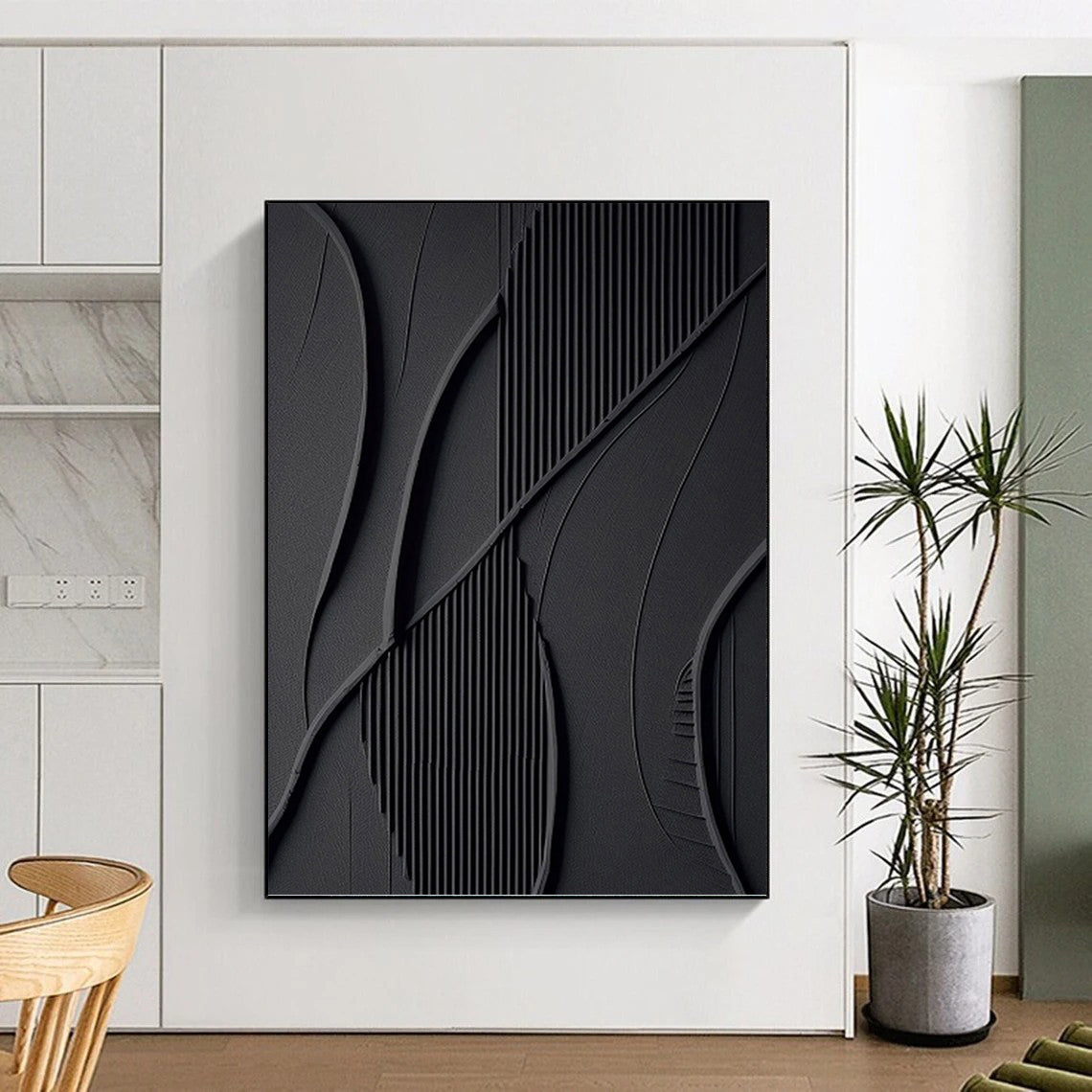 Grand - Sized Hand - Painted Textured Custom Abstract Canvas, Perfect for Dining Room and Living Room DKH1465