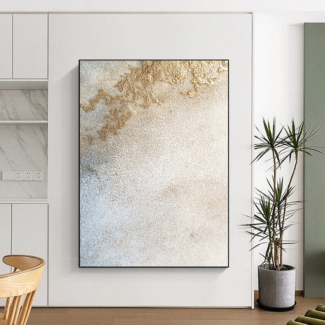 Beige, Gold, Textured Patches "Gilded Sandstone Textures" Abstract Minimalist Painting On Canvas HB172